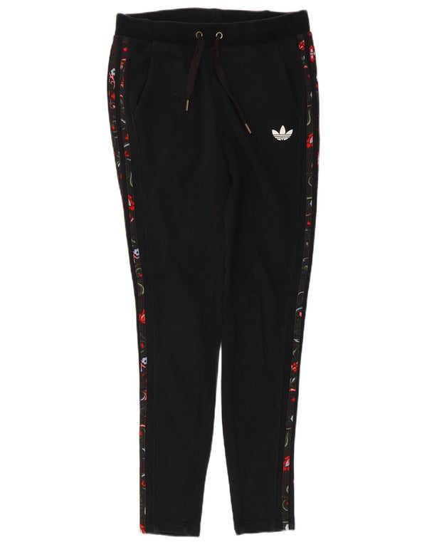 Adidas Pantalones de chándal para mujer UK 8 Small Black Floral Cotton