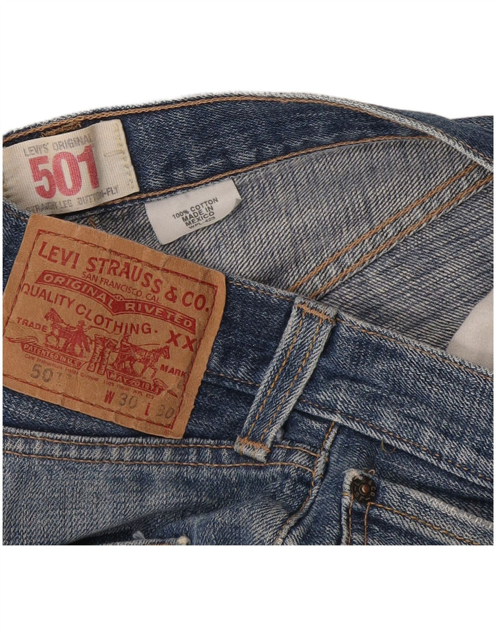 Levi's Mujer 501 Shorts De Mezclilla Desgastados W30 Algodón Azul Medio