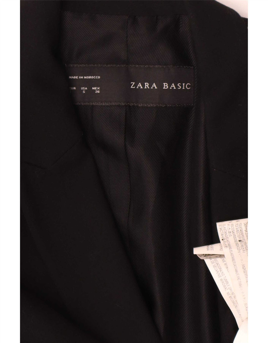 Zara Mujer Chaqueta Blazer De 1 Botón UK 10 Small Poliéster Negro