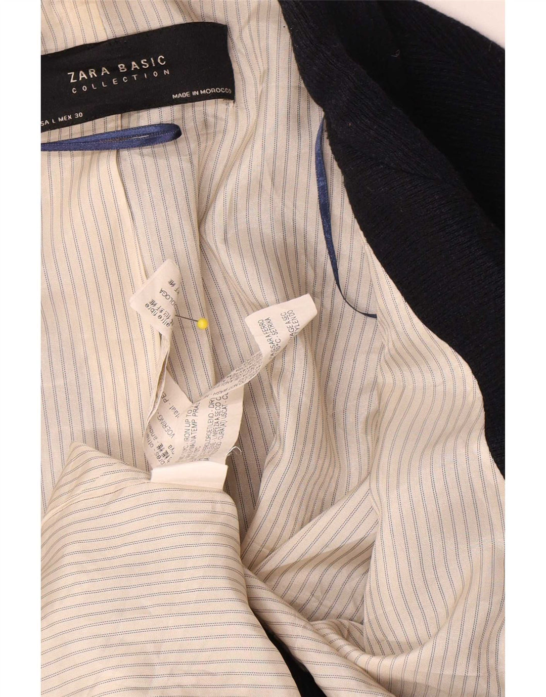 Zara Chaqueta Americana Abierta para Mujer Reino Unido 46 Grande Acrílico Azul Marino