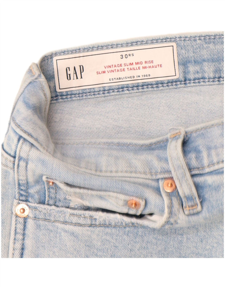 Vaqueros ajustados de talle medio desgastados para mujer GAP W30 L27 Algodón azul