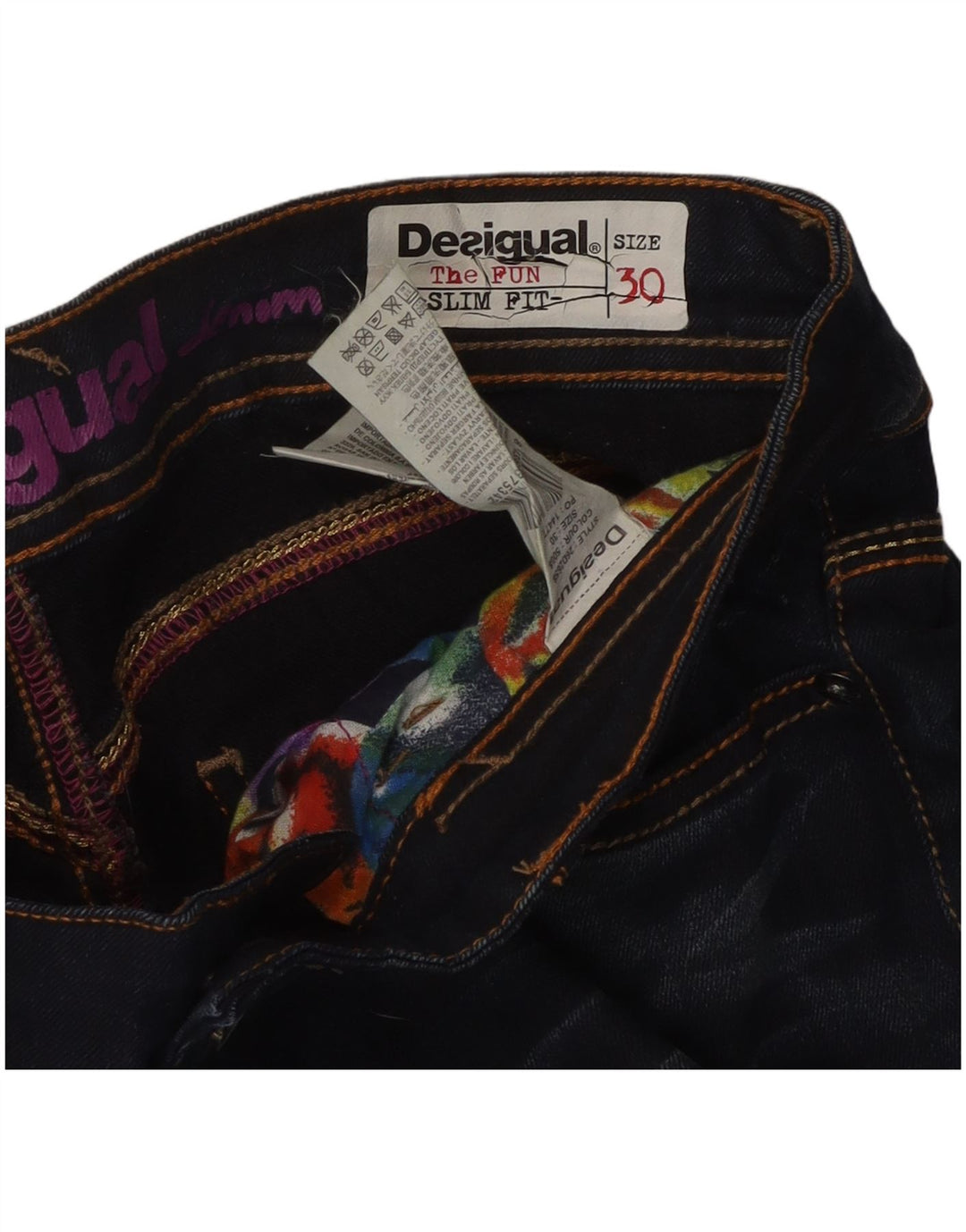 Jeans Desigual Mujer Slim W30 L32 Azul Marino Algodón
