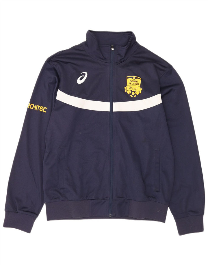 ASICS Chaqueta de chándal con gráfico para hombre, talla grande, color azul marino