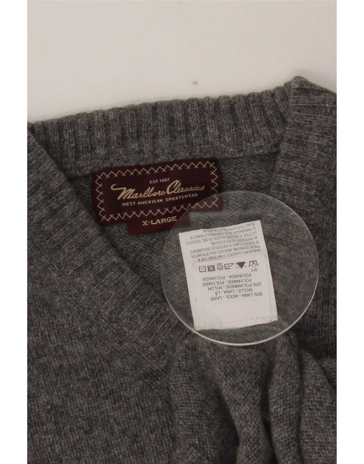 Marlboro Classics - Jersey con cuello en V para mujer, talla XL, lana gris