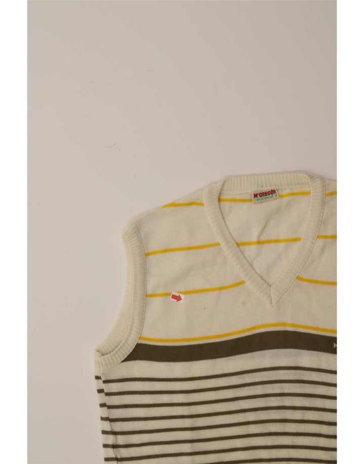 MCGREGOR Mens Vest Tank Top Large Off White Striped Wool Vintage McGregor and Second-Hand McGregor from Messina Hembry 
