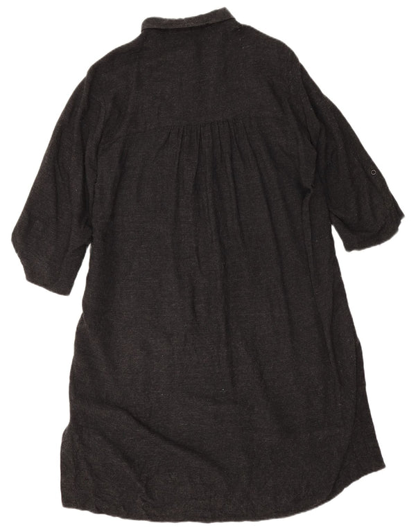 Zara Vestido camisero de manga 3/4 para mujer UK 46 Viscosa gris grande