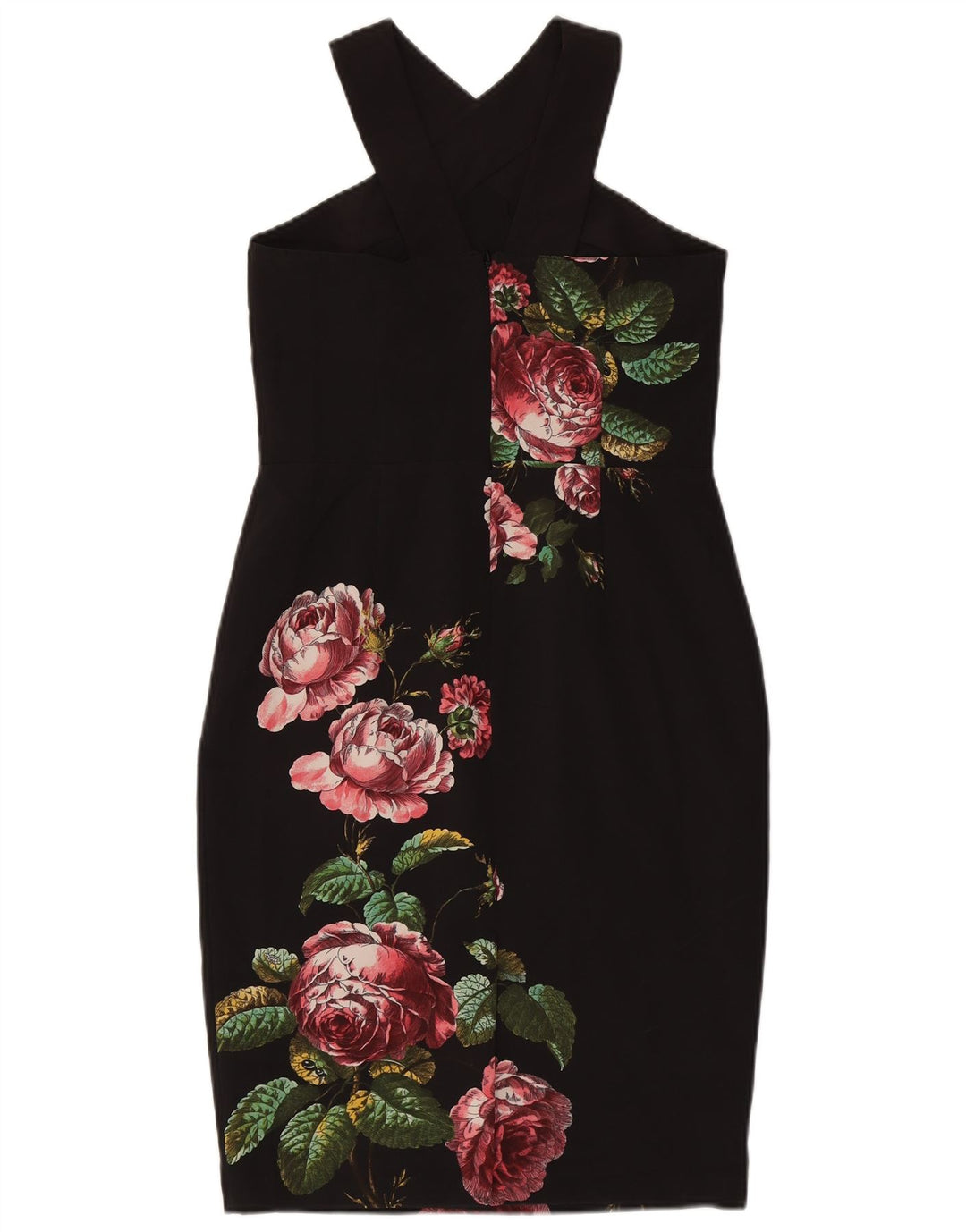 Oasis Vestido Halter para Mujer UK 40 Mediano Poliéster Floral Negro