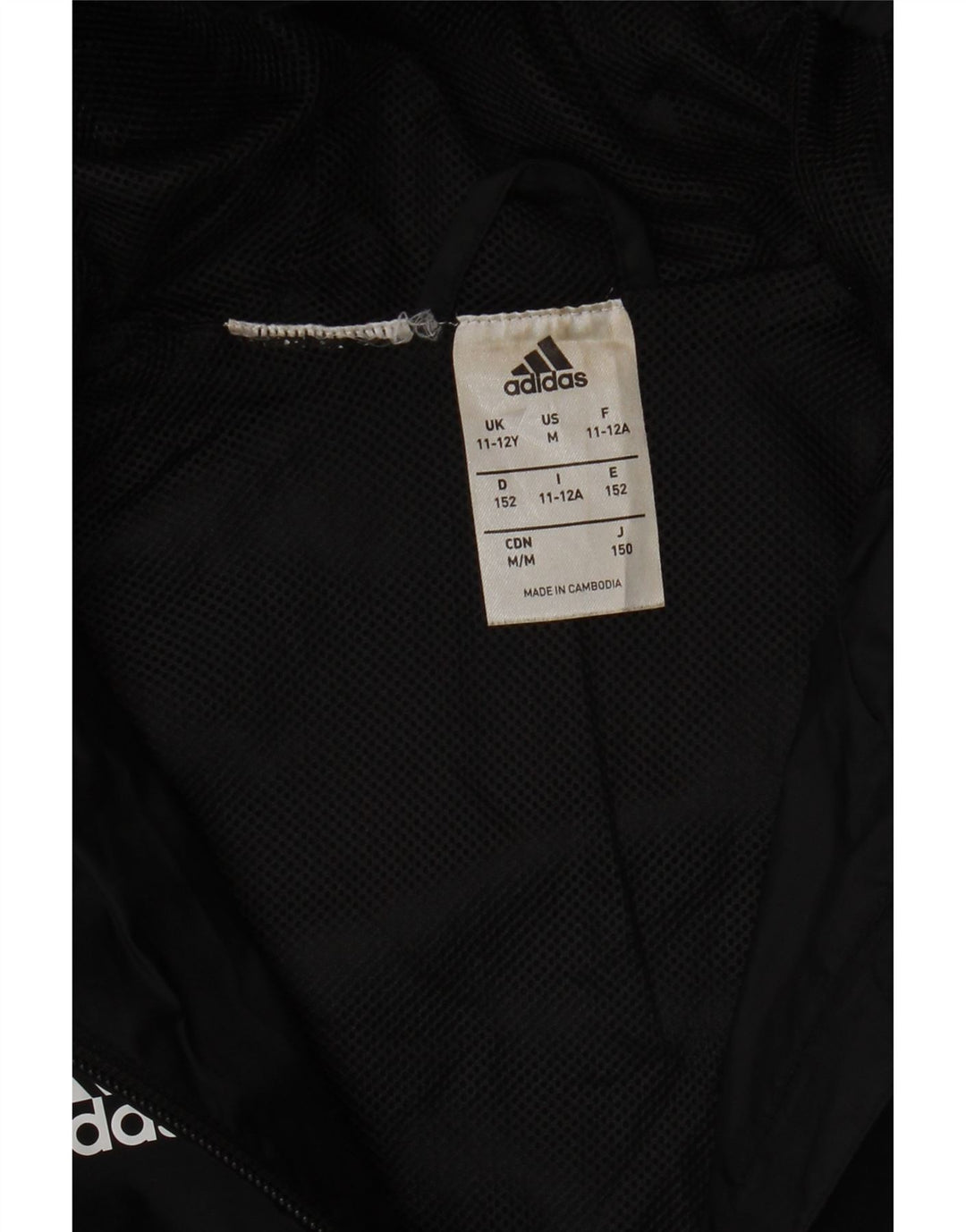 Adidas Chaqueta impermeable con capucha para niños 11-12 años Negro