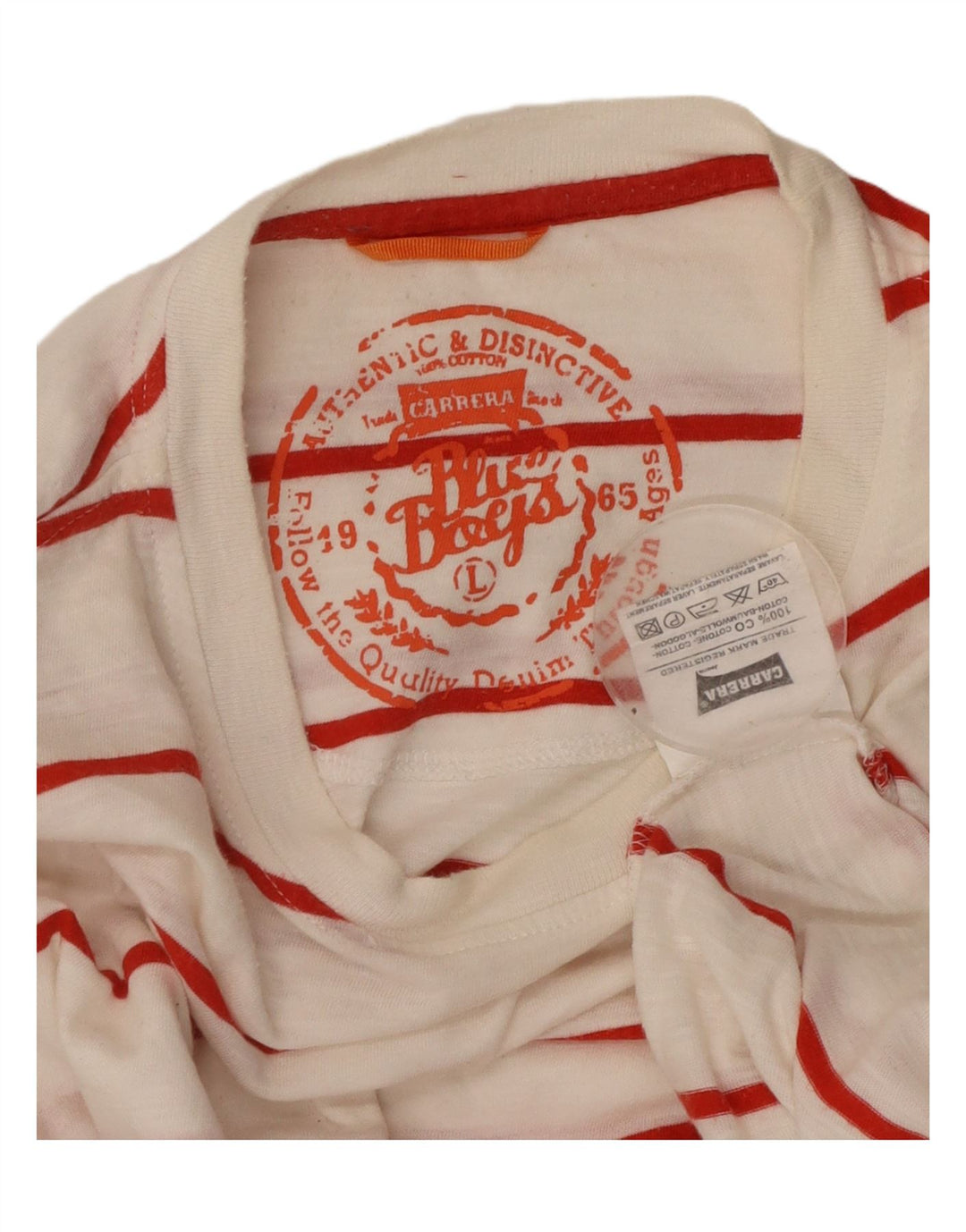 CARRERA Camiseta Hombre Top Grande Algodón Rayas Blancas