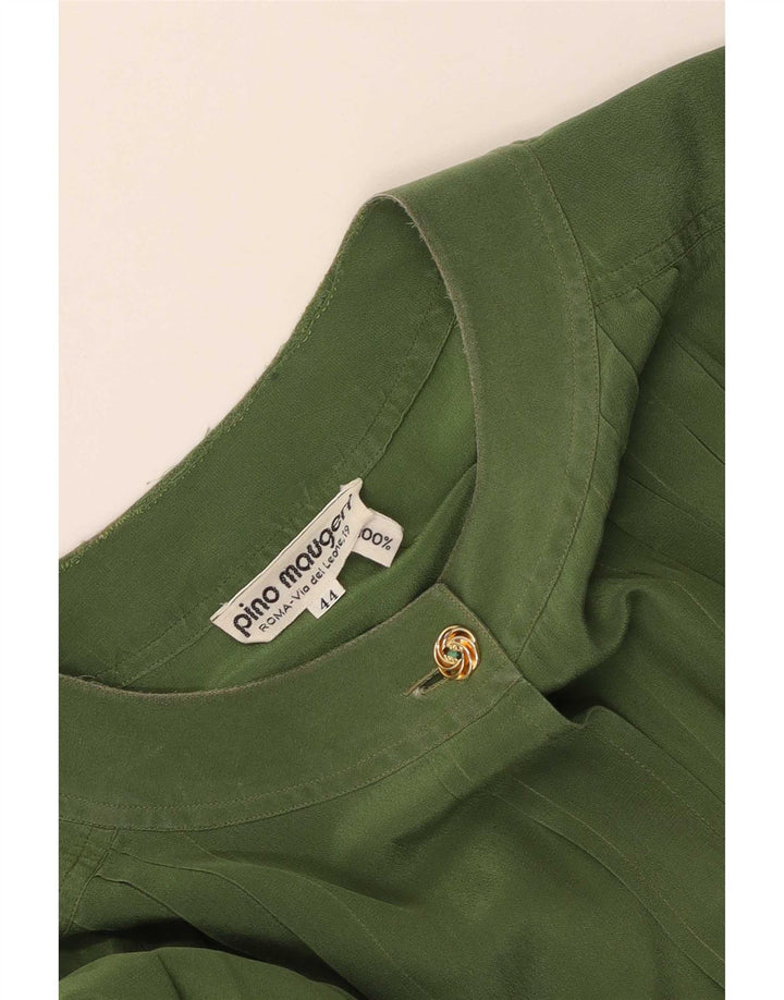 Blusa camisera vintage para mujer IT 44 Seda verde medio