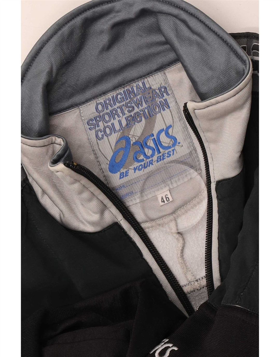 Asics Chaqueta superior de chándal con gráfico para hombre IT 46 Small Black Colourblock