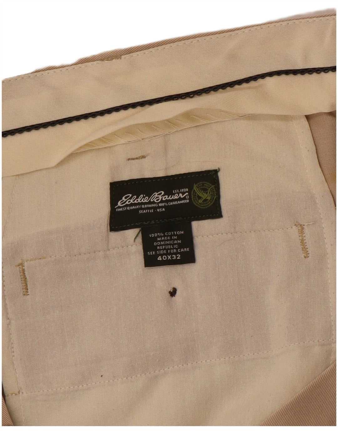 Eddie Bauer Pantalón chino recto para hombre W40 L32 Algodón beige