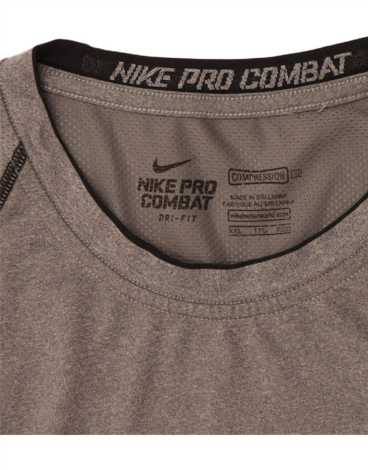 NIKE Camiseta sin mangas de compresión para hombre 2XL Gris Colorblock Poliéster