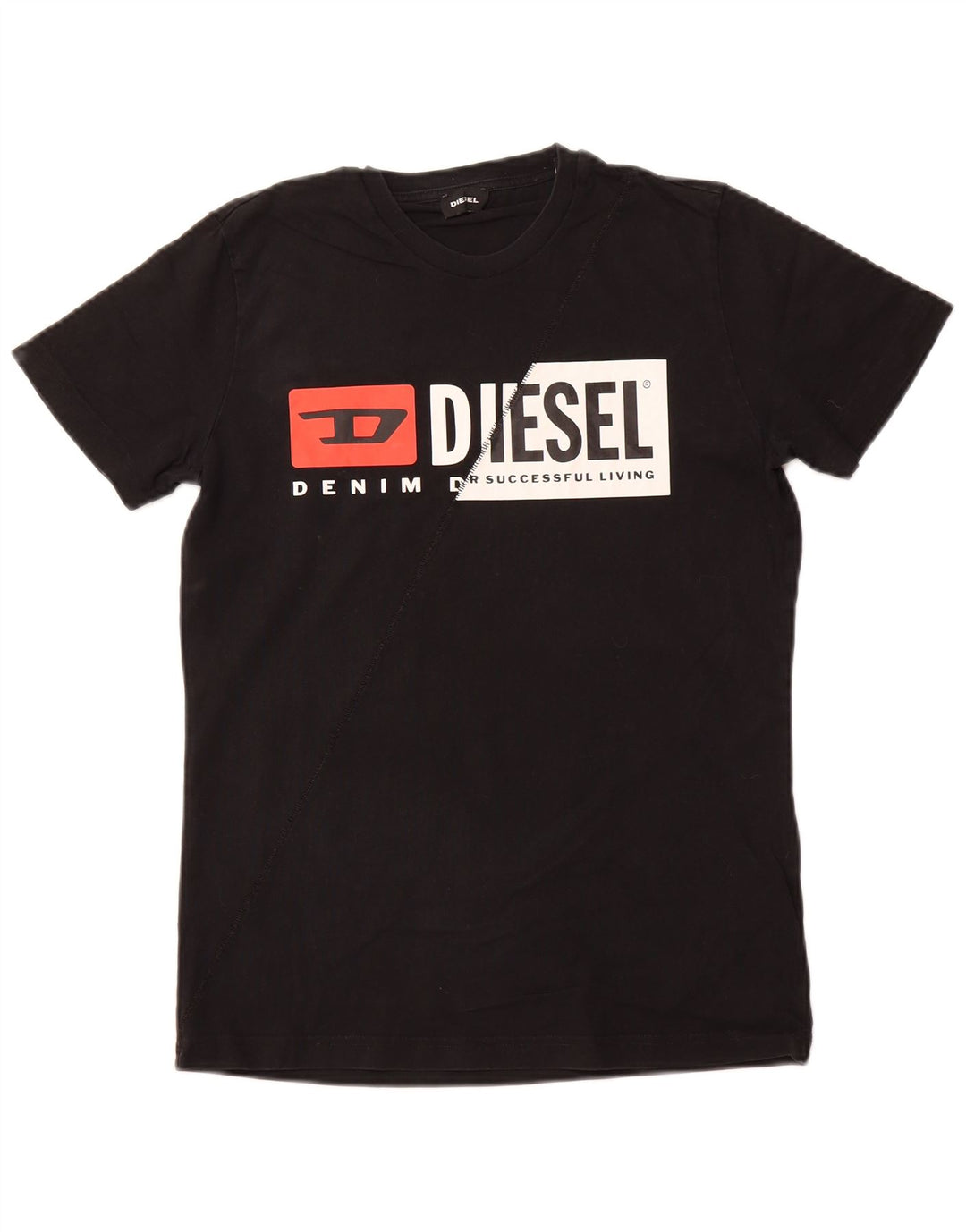 DIESEL Camiseta gráfica para hombre Top Small Black Cotton