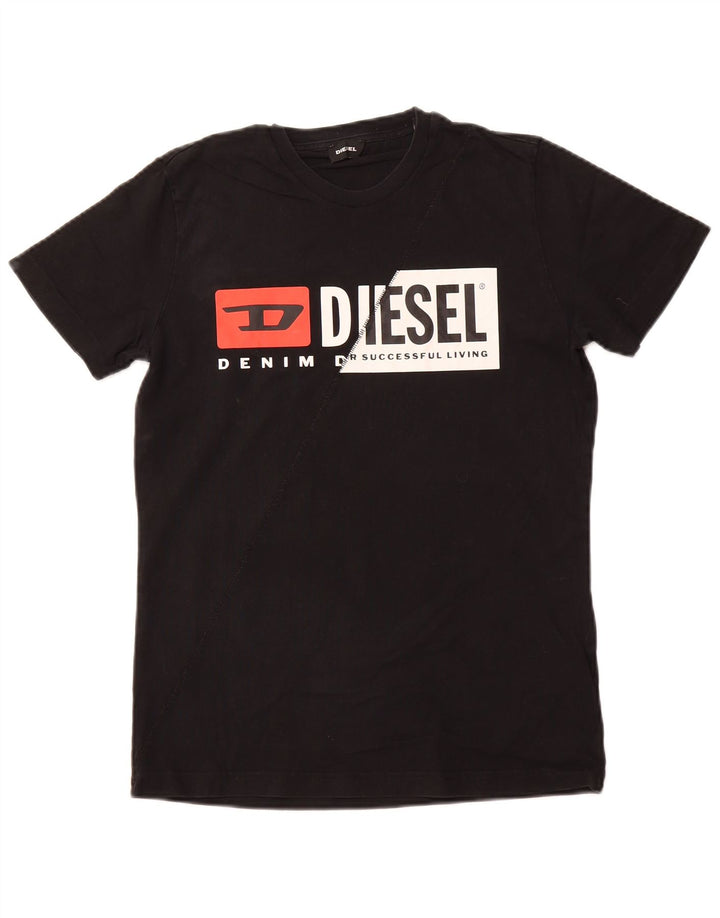 DIESEL Camiseta gráfica para hombre Top Small Black Cotton