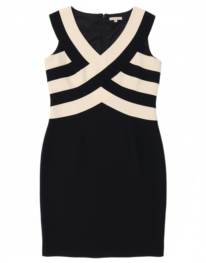 JACQUES VERT Womens Sleeveless Sheath Dress UK 12 Medium Navy Blue Striped