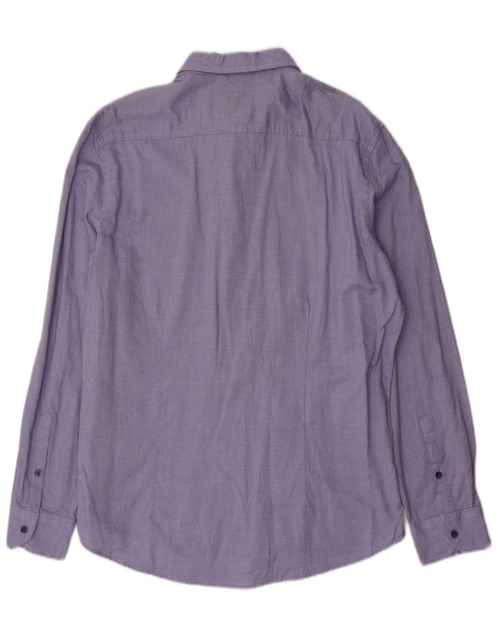 Dack's Camisa ajustada para hombre XL Algodón con lunares azules