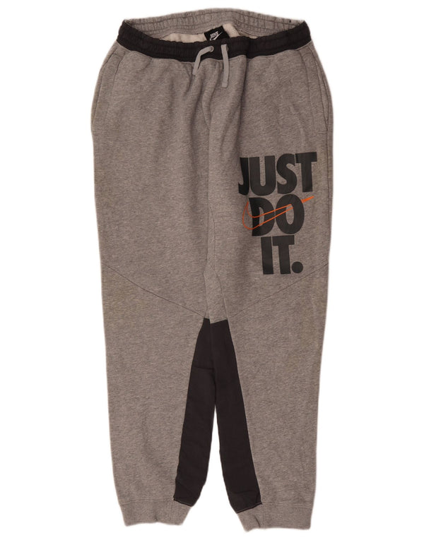 Nike Pantalones De Chándal Con Gráficos Joggers De Algodón Gris Color Block Grande