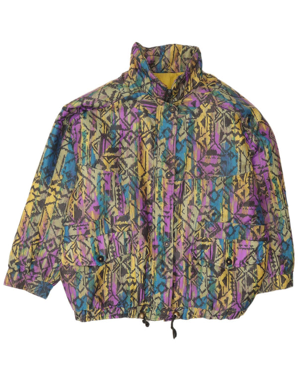 Vintage mujer cortavientos chaqueta EU 40 medio multicolor geométrico