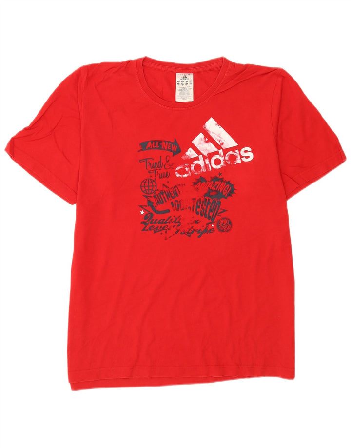 Adidas - Camiseta gráfica para hombre, color rojo medio, algodón