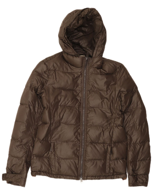 Dack's Chaqueta acolchada con capucha para mujer UK 10 Small Brown Nylon
