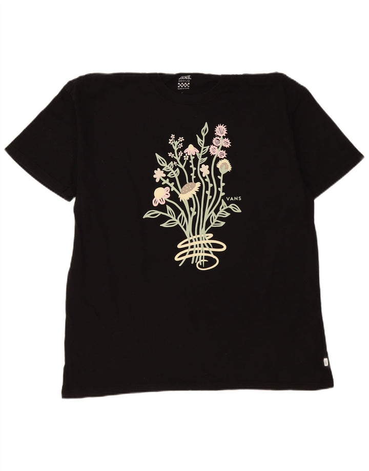 Vans Camiseta gráfica para hombre Top mediano de algodón floral negro