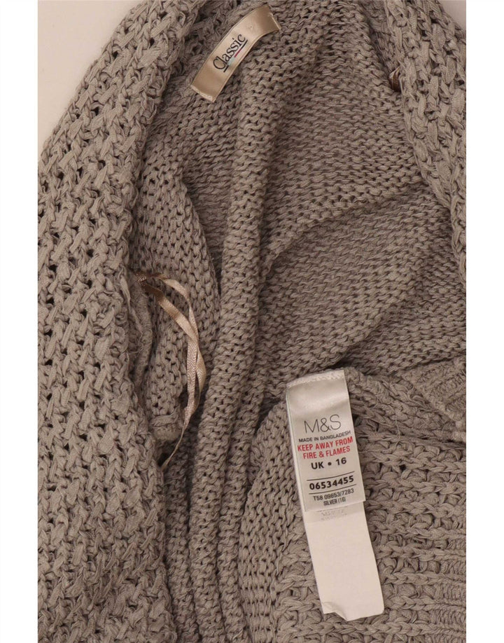 Marks & Spencer Suéter Cárdigan Abierto Clásico para Mujer UK 46 Grande Gris