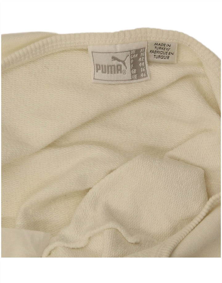 Puma Top corto con cuello halter gráfico para mujer UK 16 Large Off White