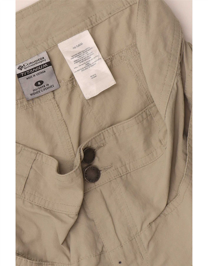 Columbia Pantalones cortos cargo de titanio para mujer US 4 Small W32 Beige Nylon