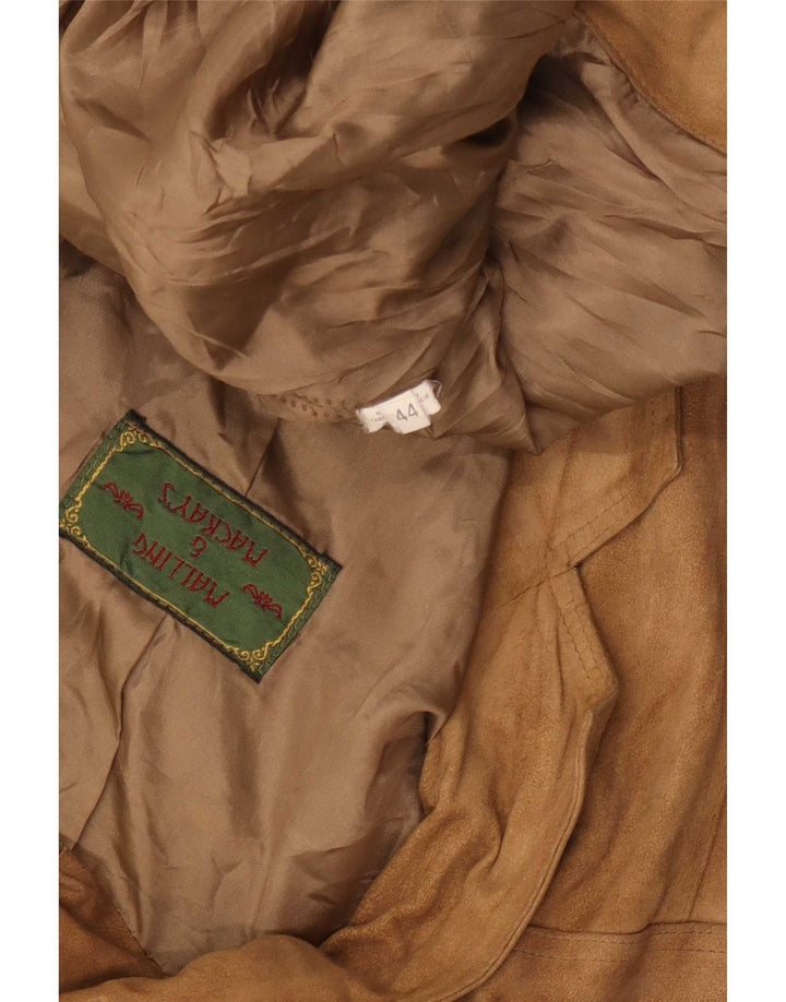 Vintage mujer 2 botones ante Blazer chaqueta IT 44 Medio Beige