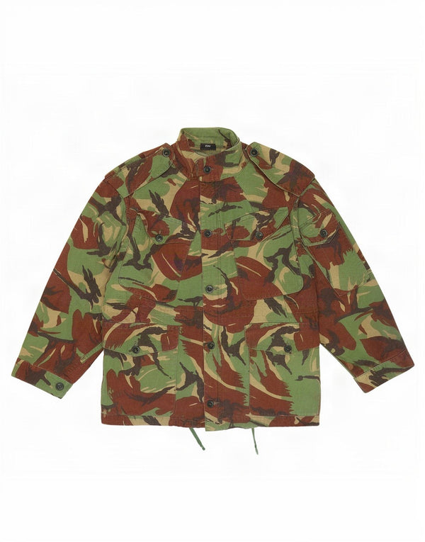 Vintage hombres chaqueta militar Reino Unido 36 pequeño camuflaje verde