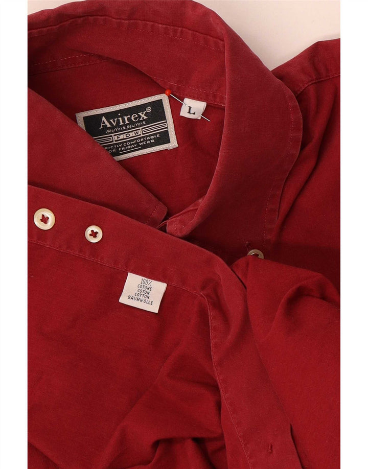 Camisa Avirex para hombre grande de algodón rojo