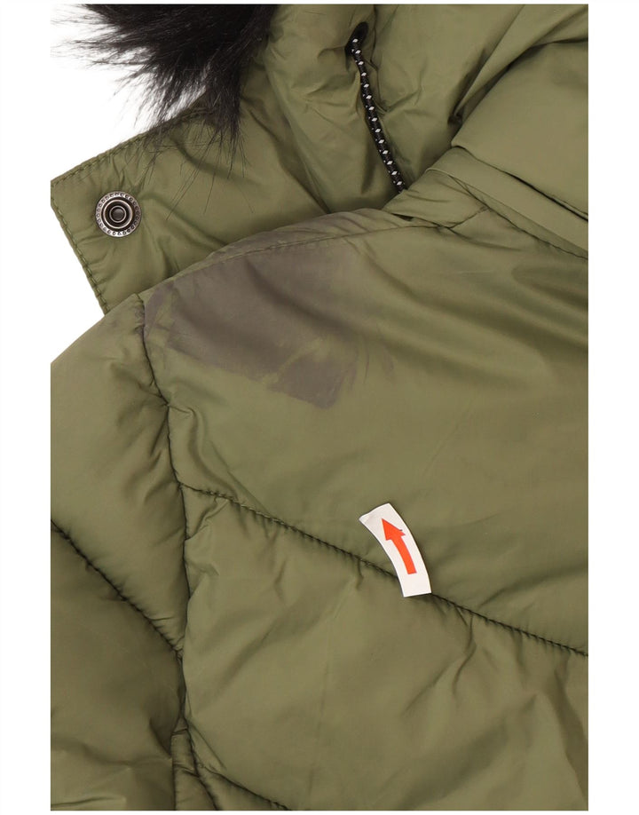 Superdry Mujer Chaqueta Acolchada Con Capucha UK 8 Small Nylon Verde
