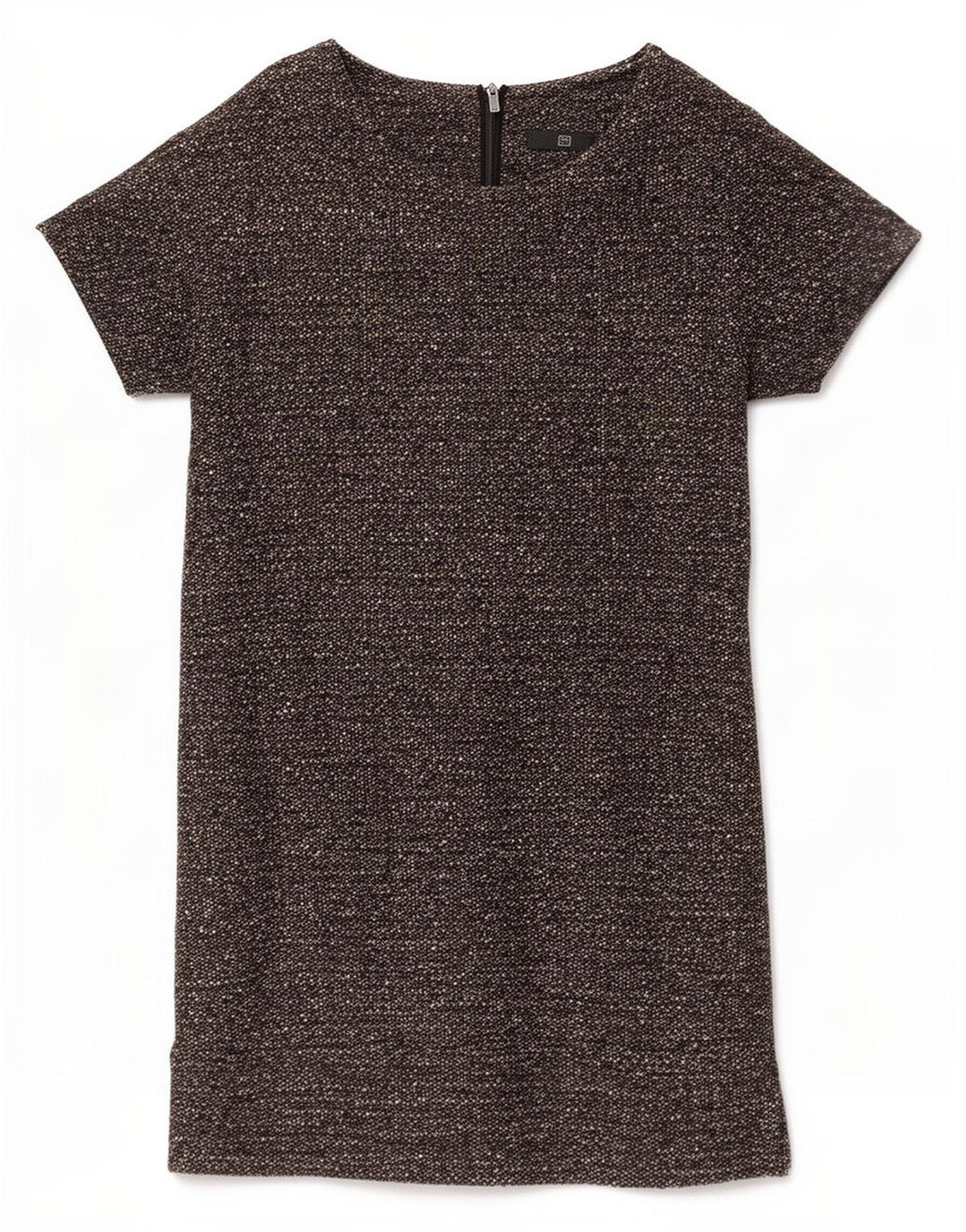 Benetton Vestido Recto Mujer UK 44 Lana Virgen Moteada Gris Medio