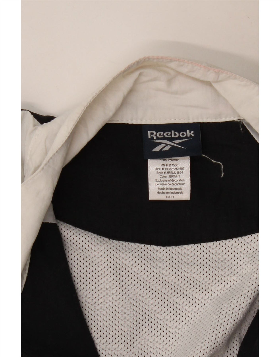 REEBOK Hombre Chándal Top Chaqueta Pequeña Negro Colorblock Poliéster