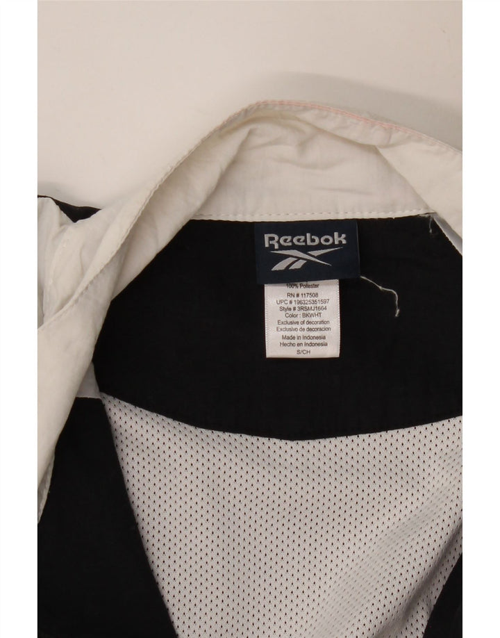 REEBOK Hombre Chándal Top Chaqueta Pequeña Negro Colorblock Poliéster