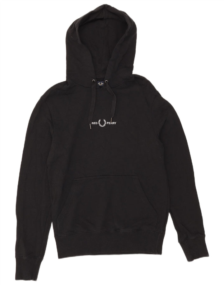 Fred Perry Hombre Sudadera Con Capucha Gráfica Jersey Pequeño De Algodón Negro