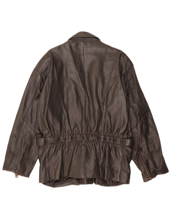 Vintage hombres biker chaqueta de cuero Reino Unido 38 cuero negro medio