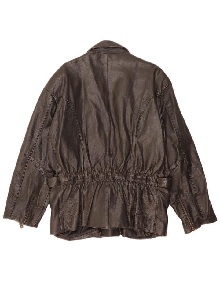 Vintage hombres biker chaqueta de cuero Reino Unido 38 cuero negro medio