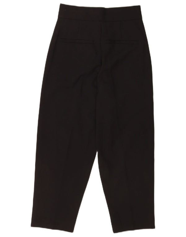 Vintage mujer cintura alta pantalones recortados XS W25 L24 lana negra