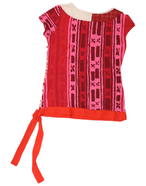 Desigual Mujer Camiseta Gráfica Top UK 40 XL Viscosa Roja