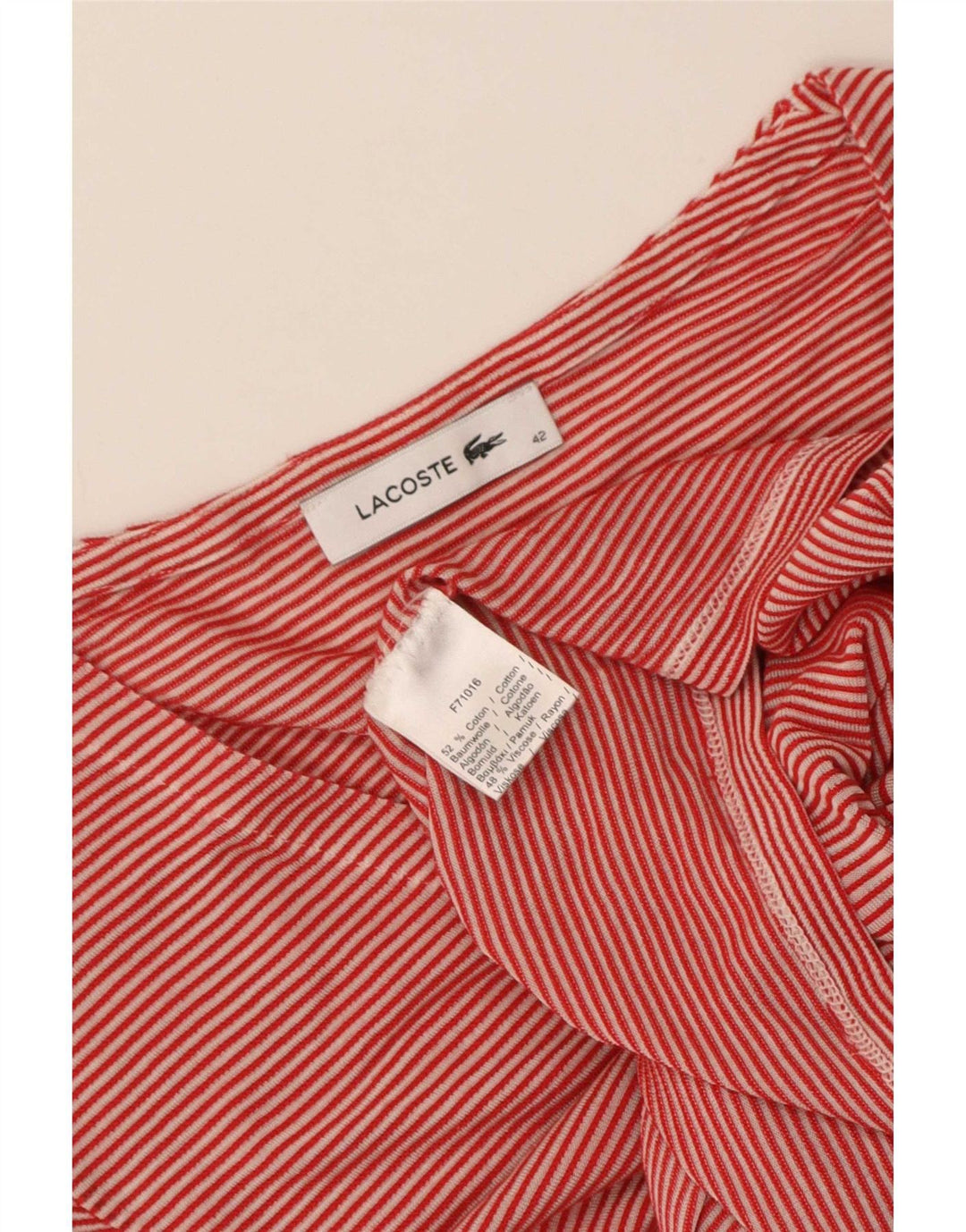 Camiseta Lacoste Mujer Top IT 42 Grande Algodón Rojo
