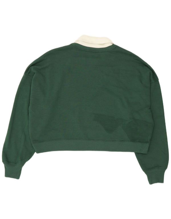 Hollister Mujer Crop Oversize Sudadera Jumper UK 14 Medio Verde Algodón