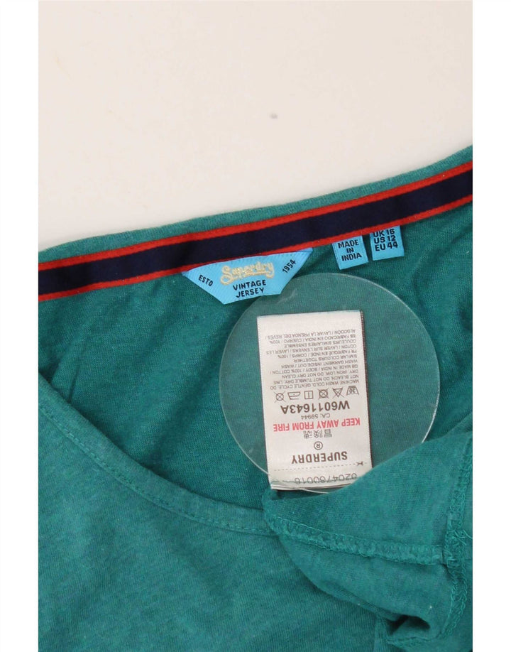 Superdry Mujer Chaleco Top Reino Unido 46 Grande Algodón Verde