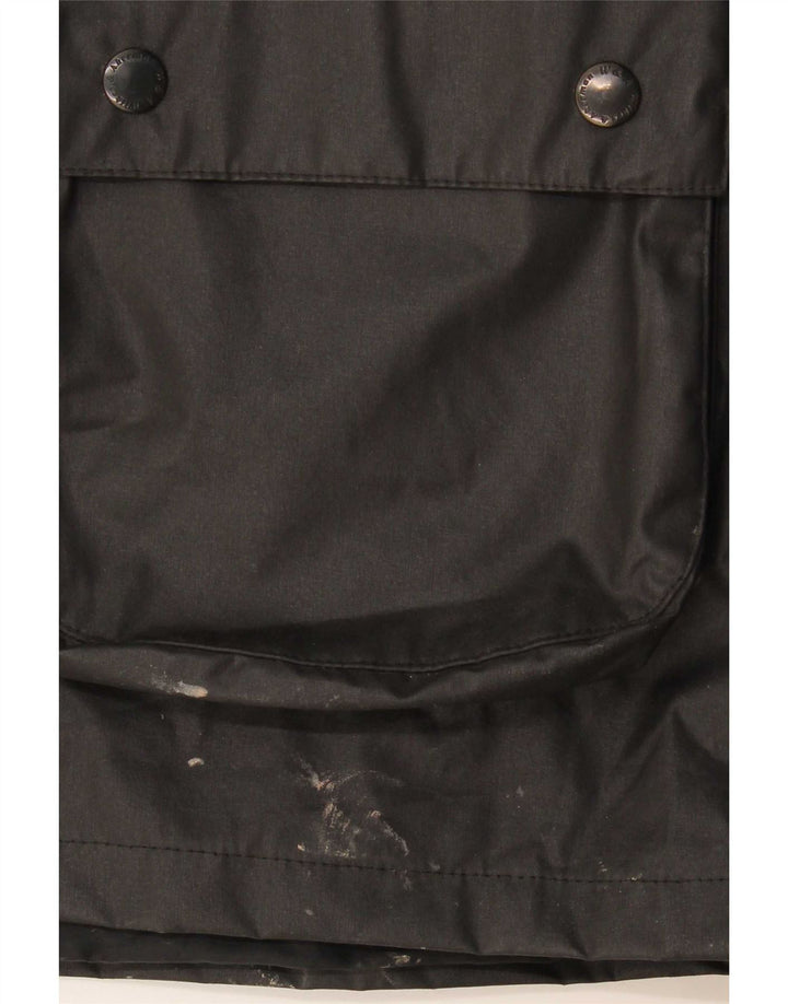 Wikes & Akerman Chaqueta de algodón encerado para hombre UK 42 XL Poliéster negro