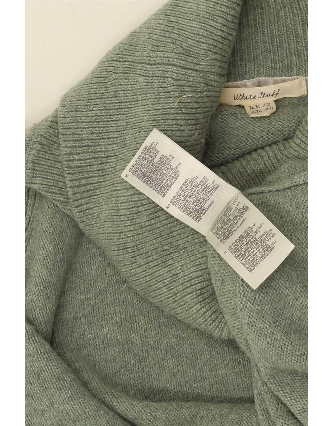 White Stuff - Jersey extragrande con cuello vuelto para mujer, talla 40, color verde medio
