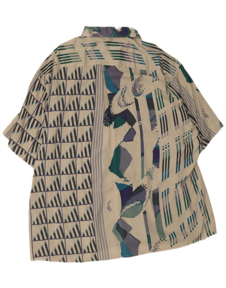 Leonardo Camisa Manga Corta Hombre Talla 45/46 2XL Blanco Geométrico