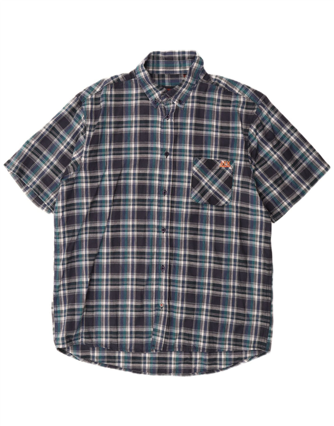 Avirex Camisa de manga corta para hombre 2XL Azul marino Cuadros Algodón