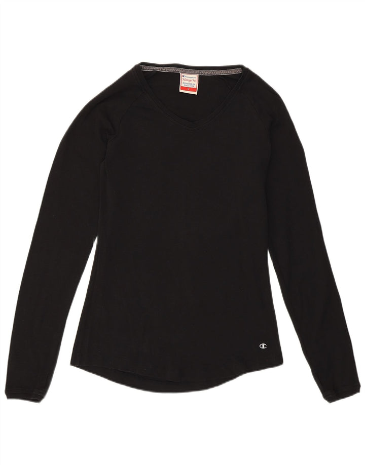 CHAMPION Mujer Heritage Fit Top Manga Larga UK 40 Grande Negro