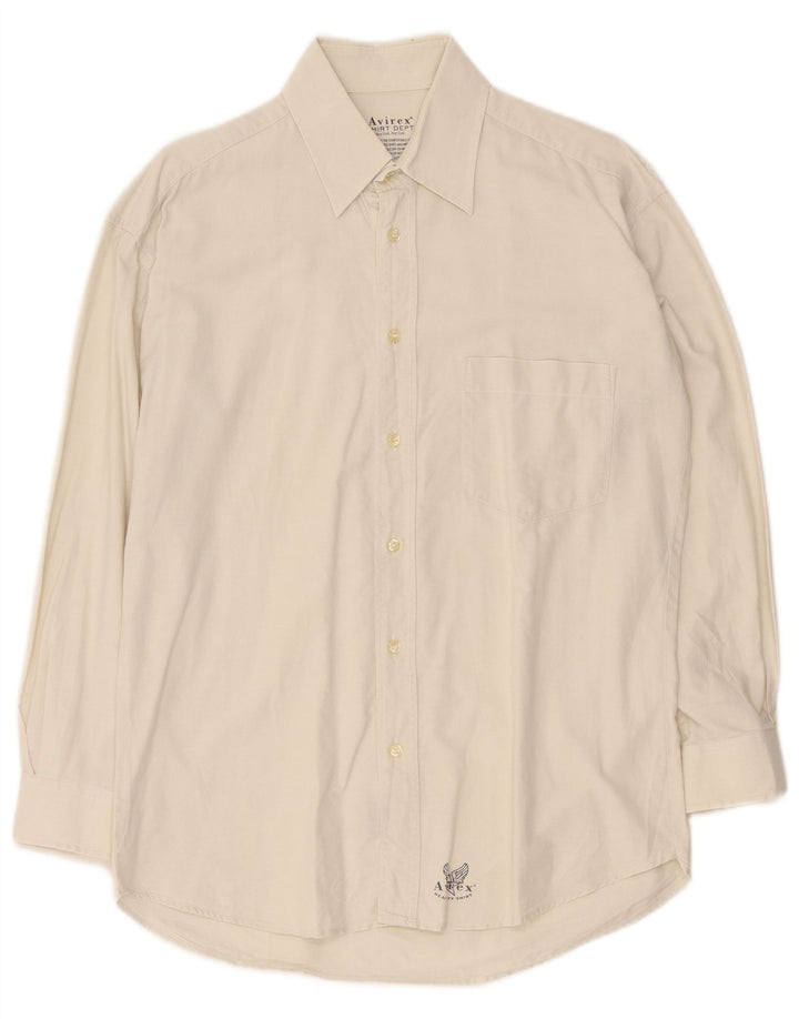 Camisa Avirex para hombre grande de algodón blanco roto